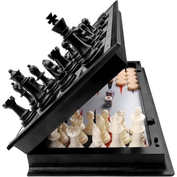 Chess Checkers Backgammon Set, KAILE Magnetic Chess Travel Magnet Chess - Picture 7 of 7